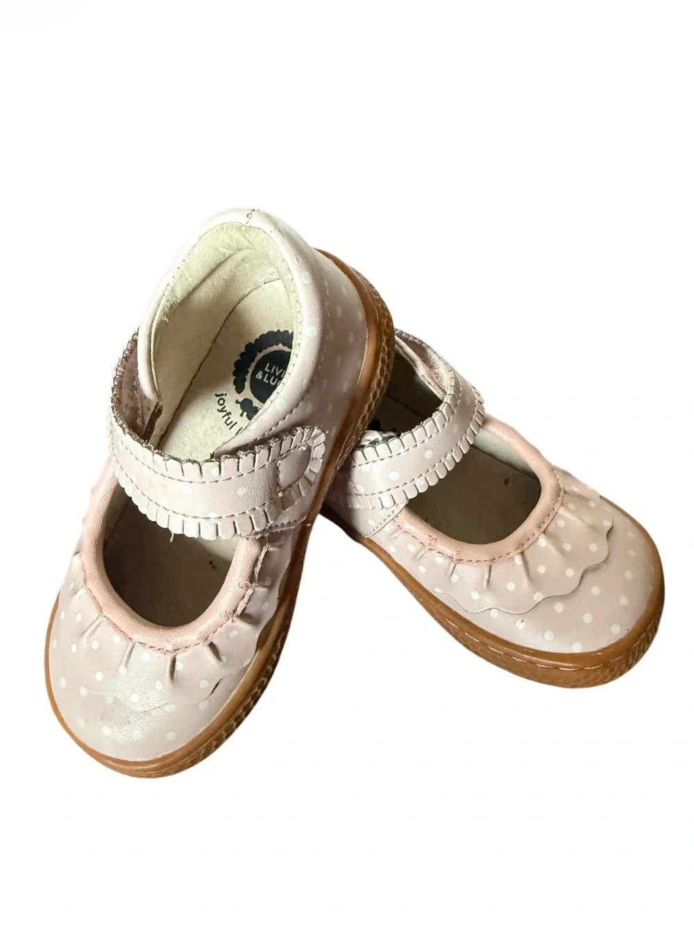 Livie & Luca Pink Polka Dot Leather Mary Janes-Size 5